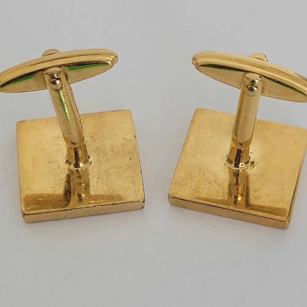 Dunhill D‎ Cufflinks Gold Tone Logo Square Designer Logo Vintage Retro